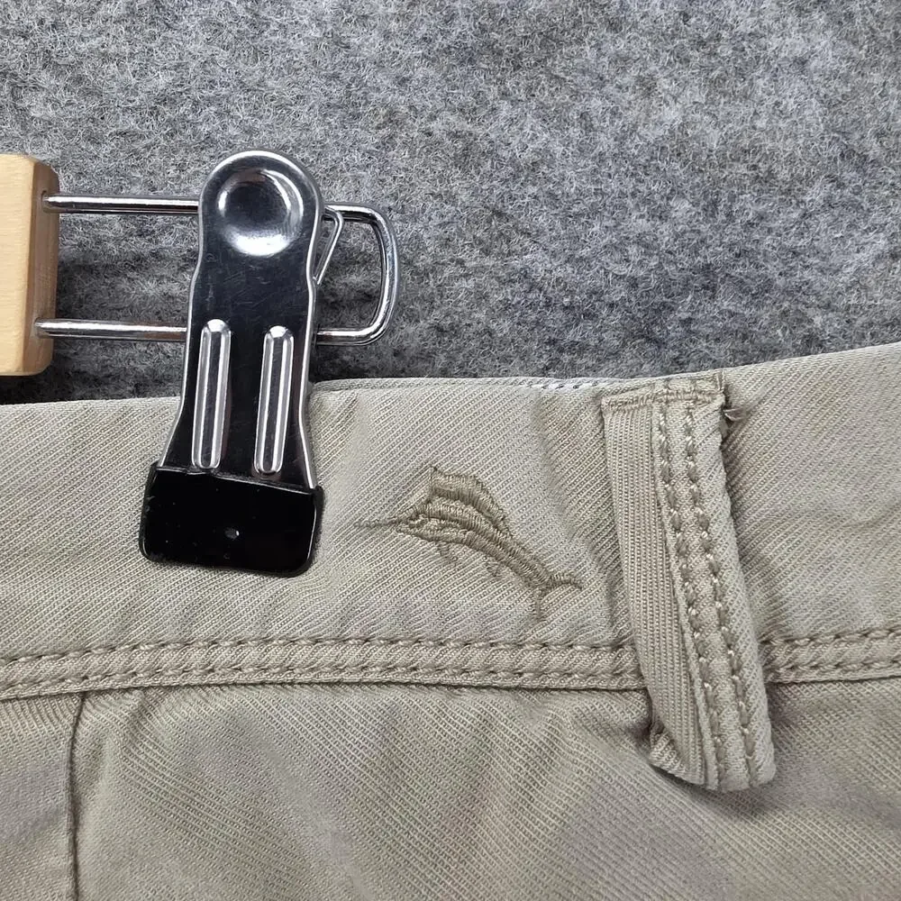Tommy Bahama Shorts Mens 36 Waist Beige Chino Cotton Lyocell Stretch 9 Inseam